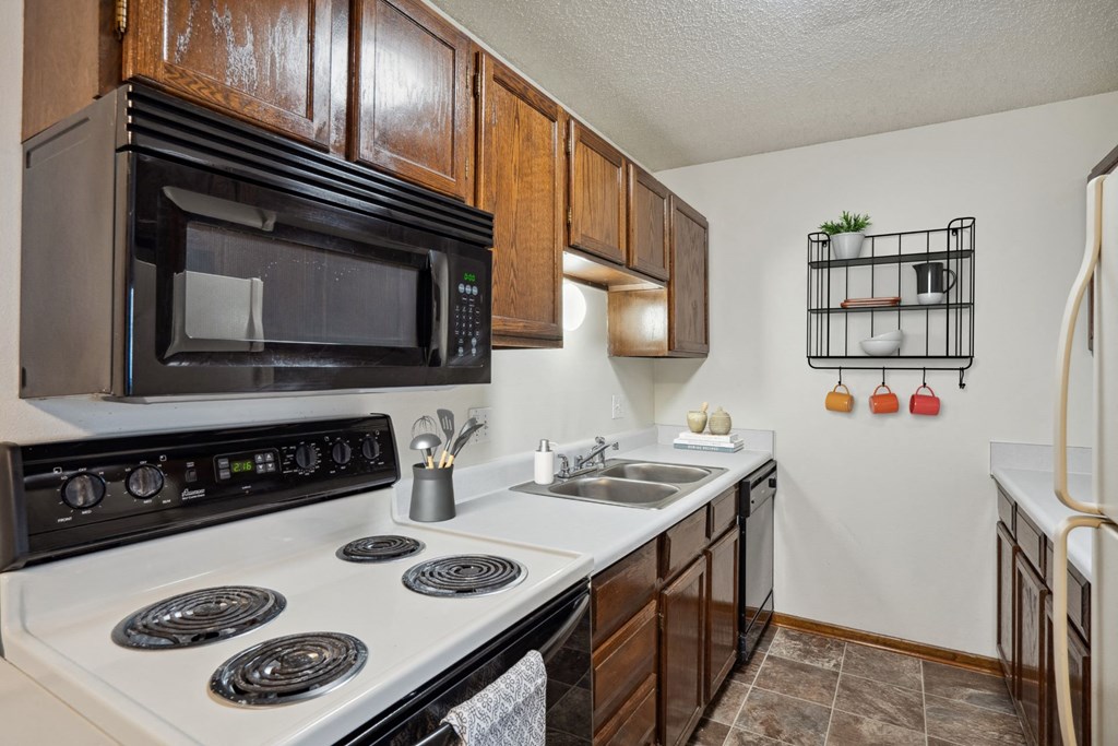 Kitchen with Black and White Appliances