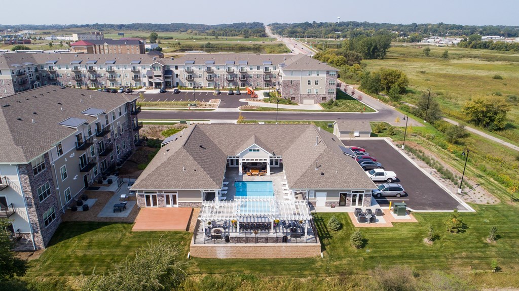 Aerial View Of The Clubhouse & pool Area