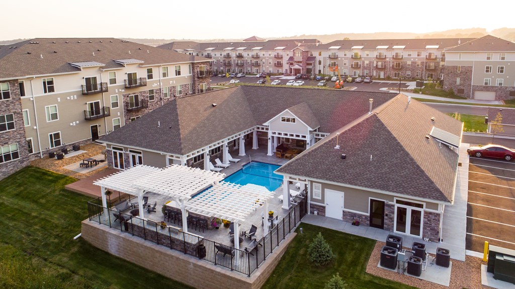 Aerial View of the Outdoor Pool and Sundeck