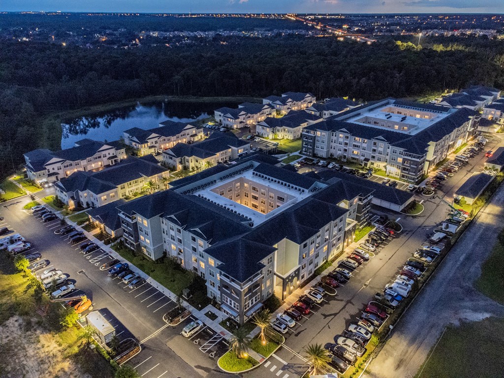Aerial View Of Thrive Apartment Homes At Night