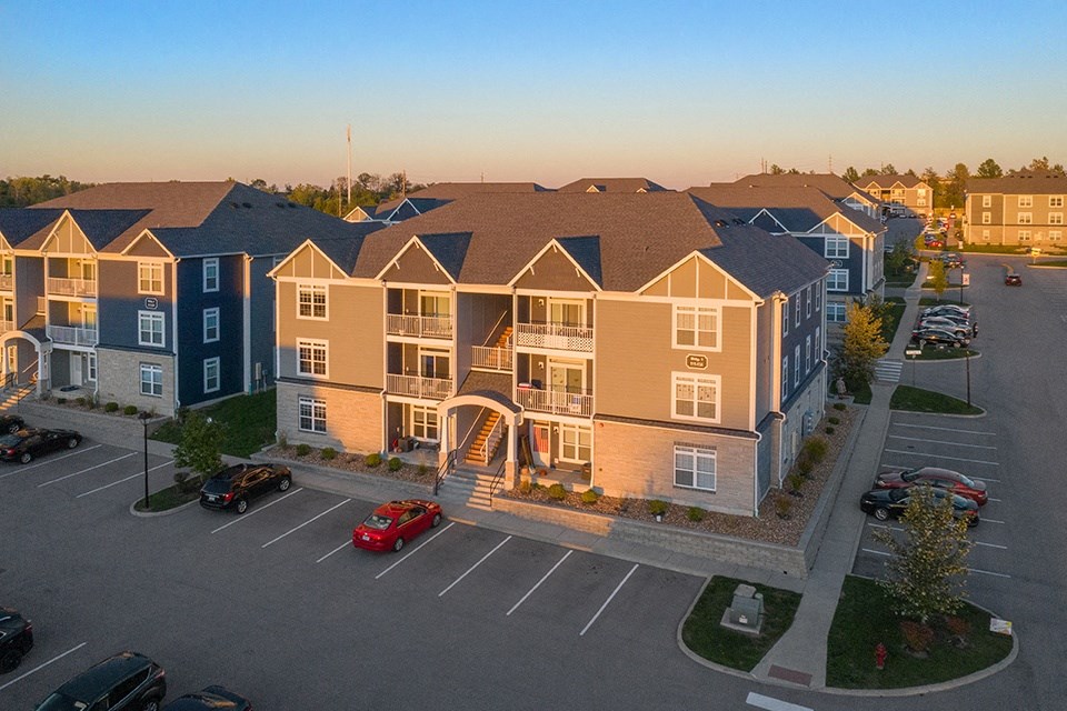 Aerial View Of Apartment Homes With Patios Or Balconies