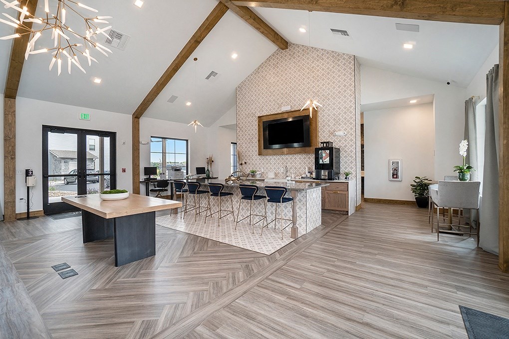Clubhouse Kitchen Area With Vaulted Ceilings &  Large Island