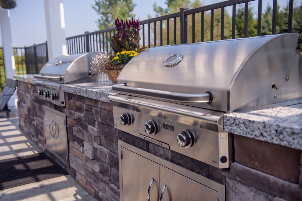 Stainless Steel Grill At The Outdoor Kitchen