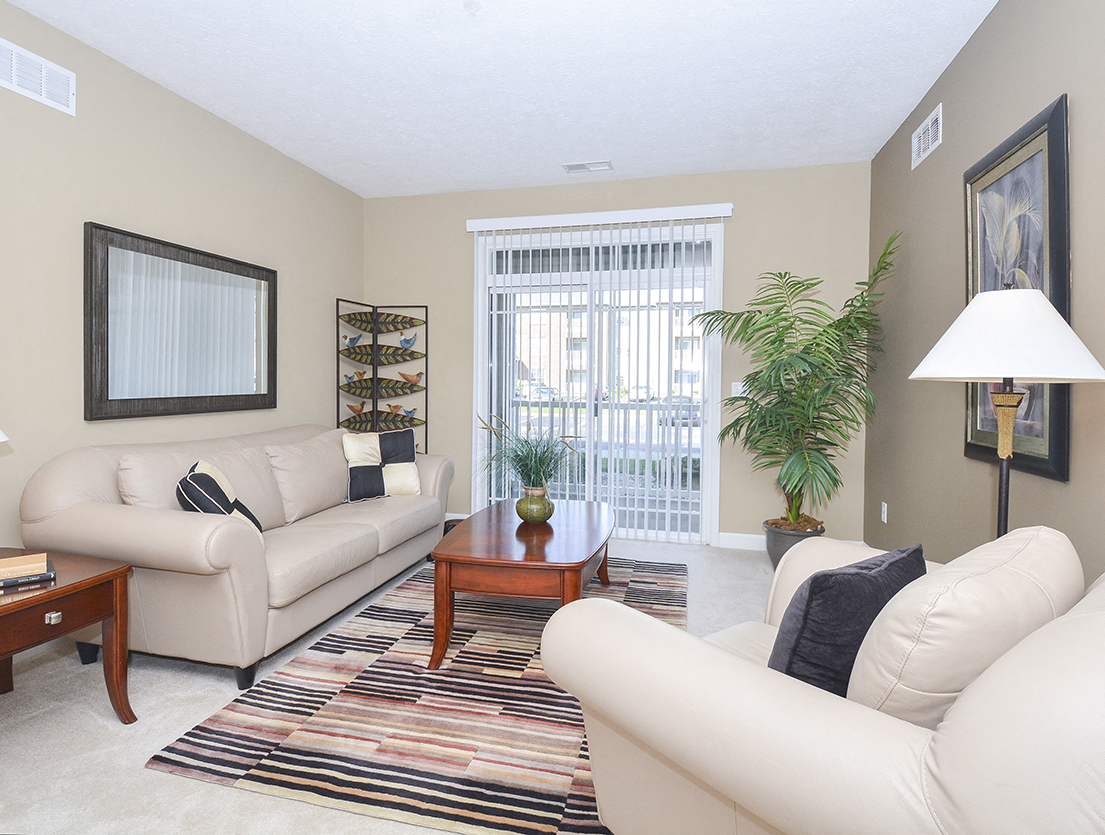 Living Room with Glass Sliding Patio Door
