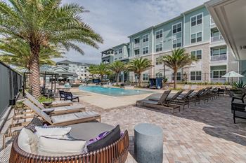 Resort-Style Pool Sundeck With Lounge Chairs