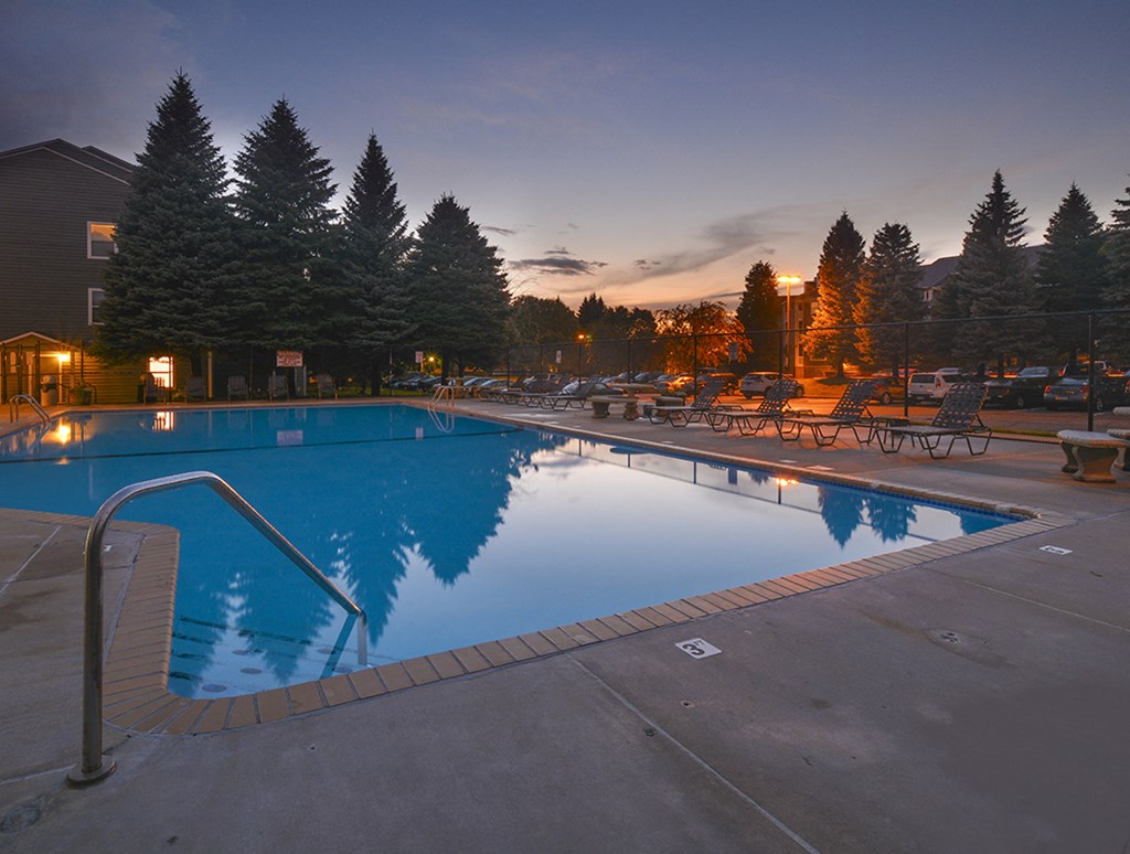 Outdoor Pool at Dusk