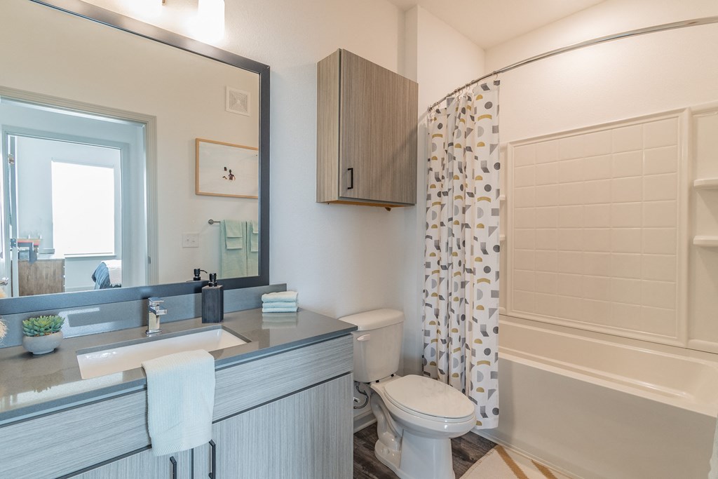 Bathroom With Wood-Style Flooring