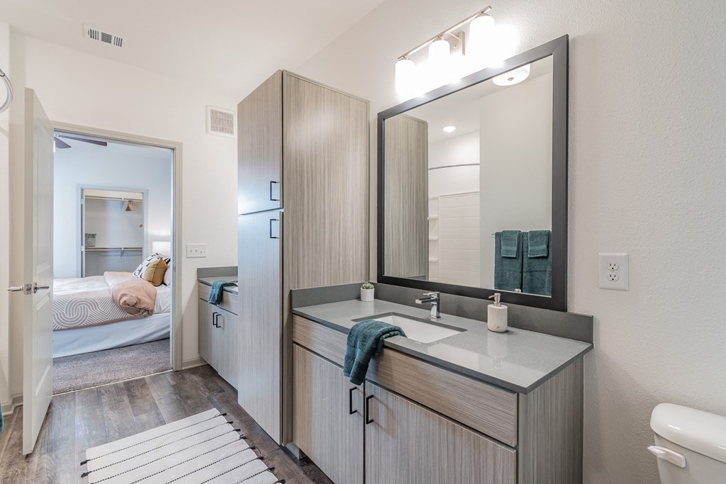 Spacious Bathroom With Built-In Cabinetry