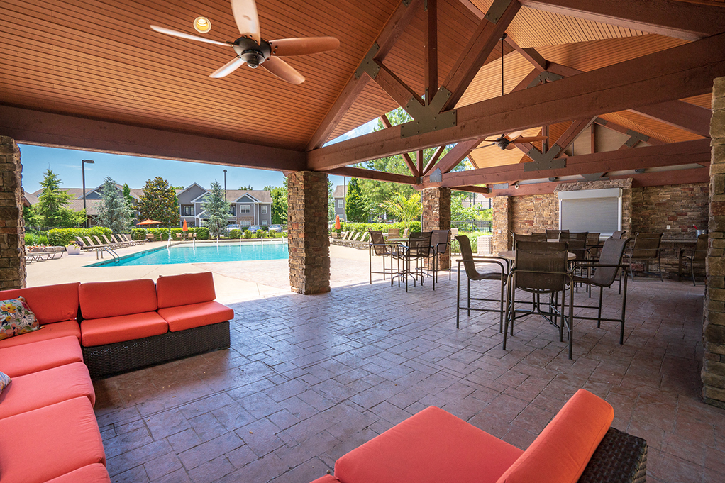 Large Outdoor Sectional Under the Pool Cabana