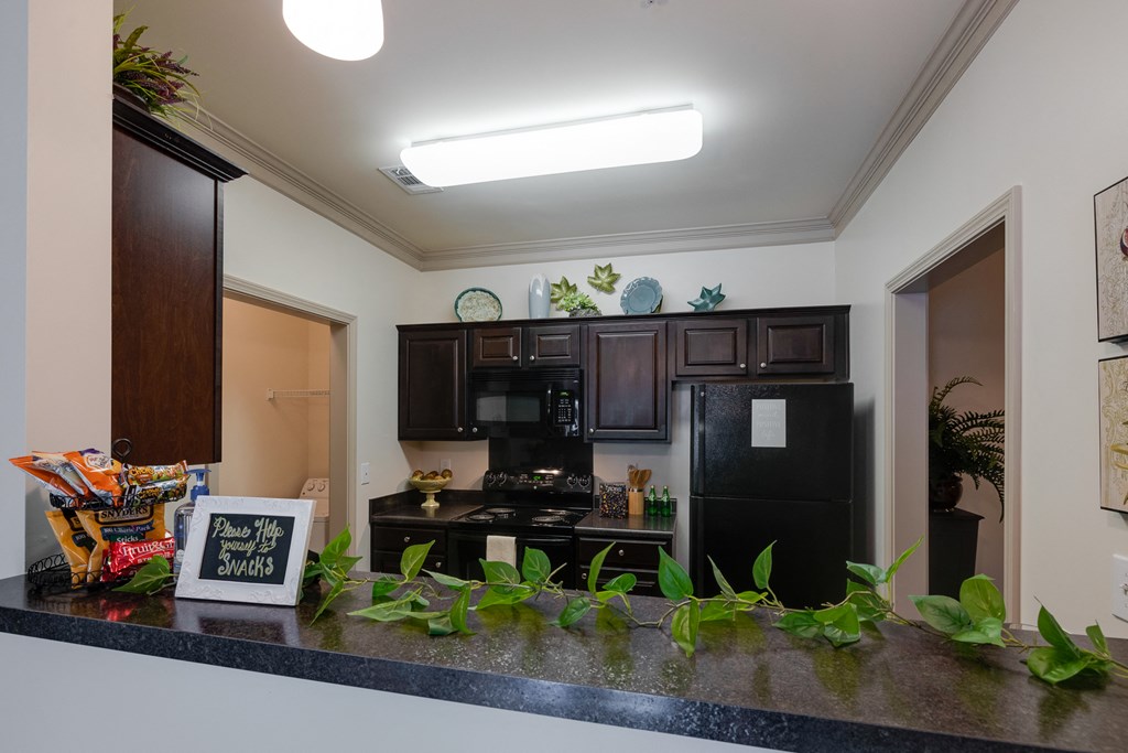 Kitchen Featuring Black Appliance & Dark Espresso Cabinetry