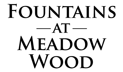 The image displays the text "Fountains at Meadow Wood" in a bold, serif font.