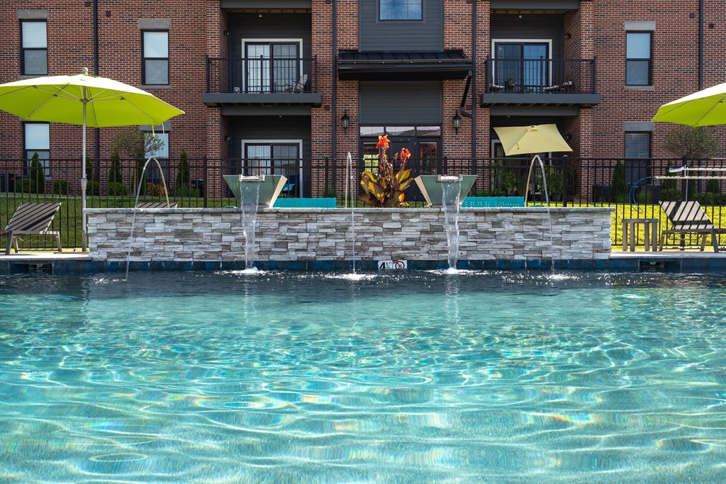 Resort-Style Pool With Fountains