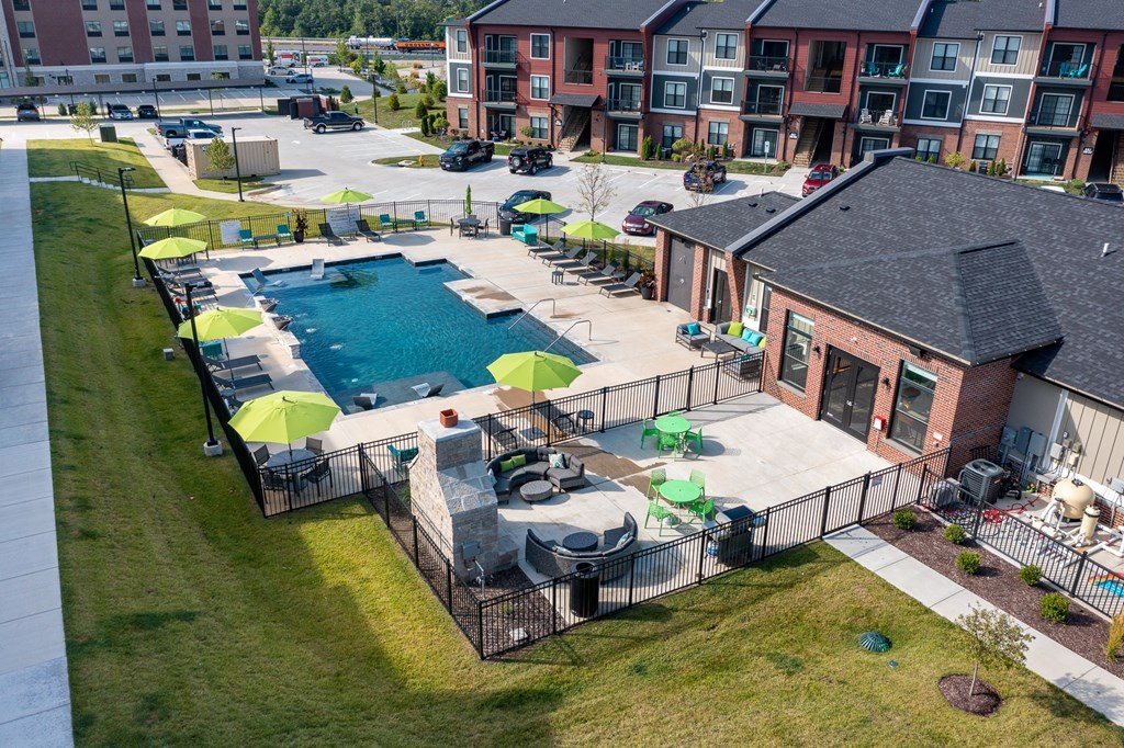 Aerial View Of The Pool, Fireplace Lounge & Clubhouse