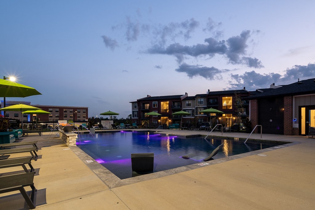 Resort-Style Pool At Night
