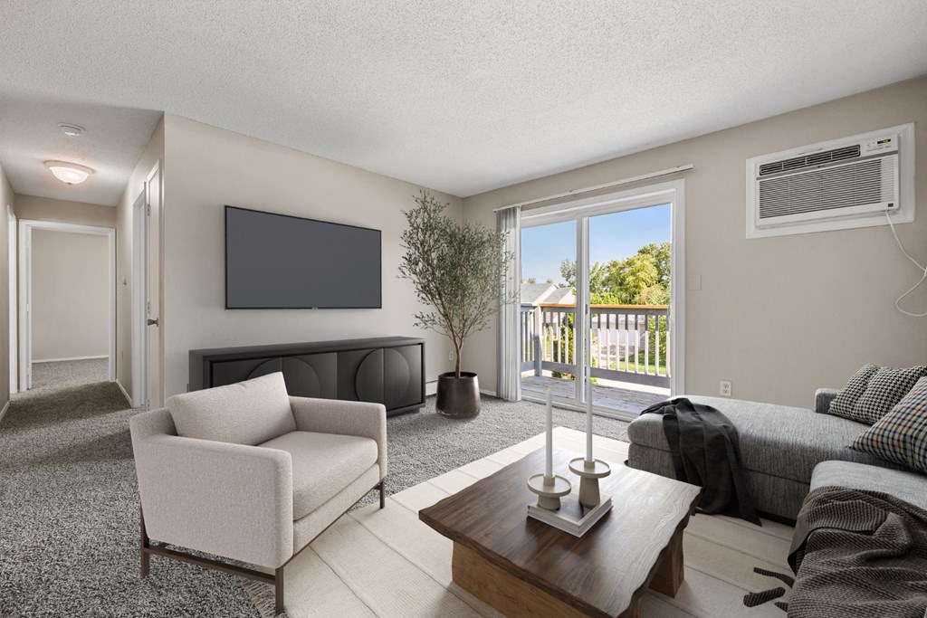 Spacious Living Area with Carpet