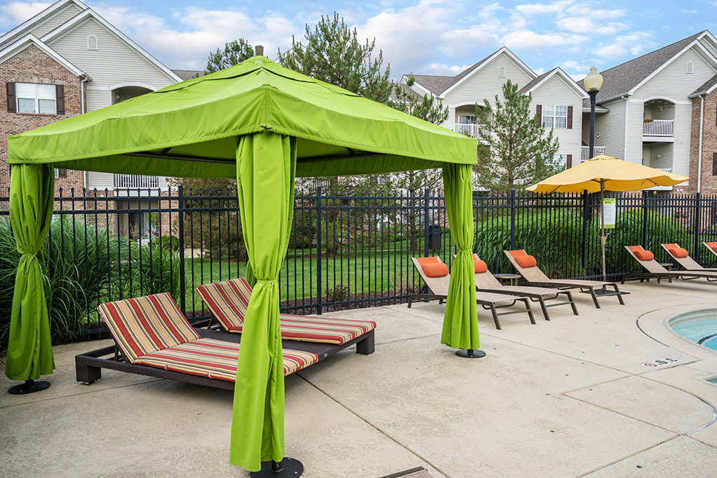 Pool Cabana with Lounge Chairs