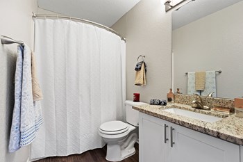 Bathroom with Hardwood Style Flooring - Photo Gallery 10