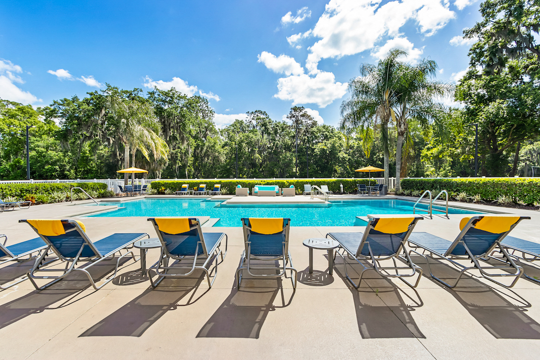 Large Pool Sundeck with Lounge Furniture