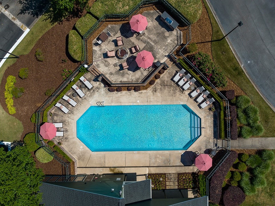 Aerial View Of The Swimming Pool & Sundeck