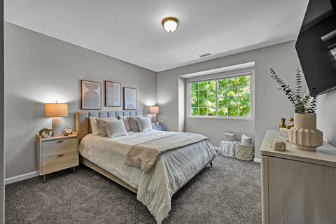 Large Bedroom with Overhead Lighting