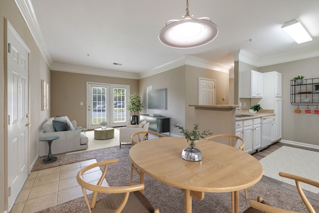 Dining Area with Overhead Lighting