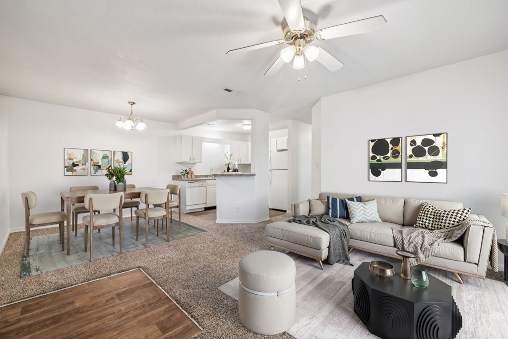 Spacious Living Area with Carpet