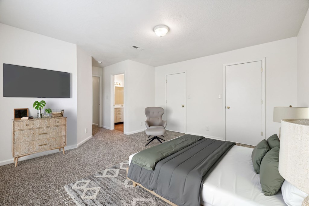 Large Bedroom with Overhead Lighting