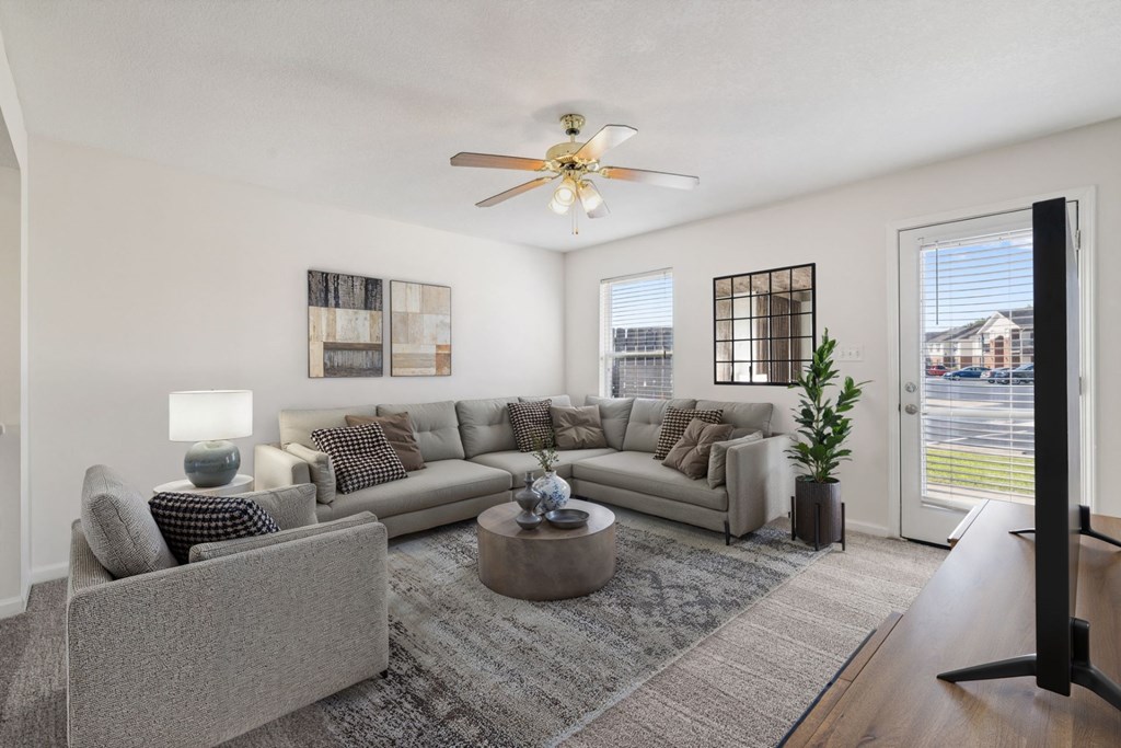 Spacious Living Area with Carpet