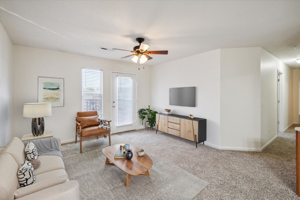 Living Room with Ceiling Fan