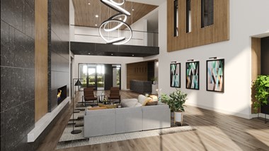 Spacious Lobby Area & Lounge With Fireplace