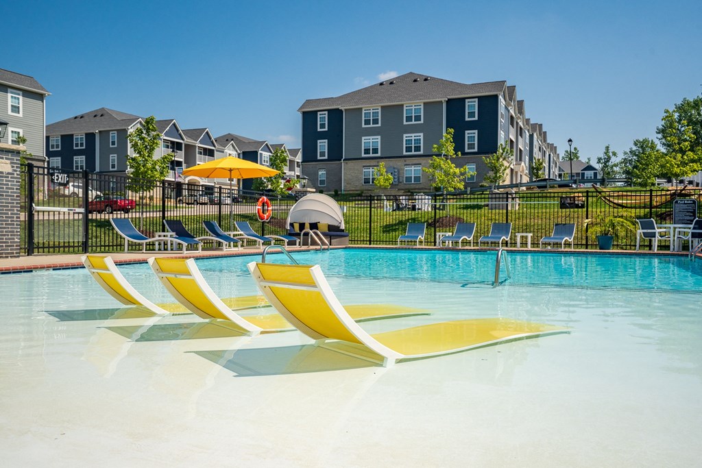 Sun Loungers Situated At The Zero-Entry Pool