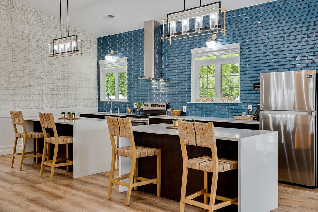 Clubhouse Kitchen with Two Infinity Islands