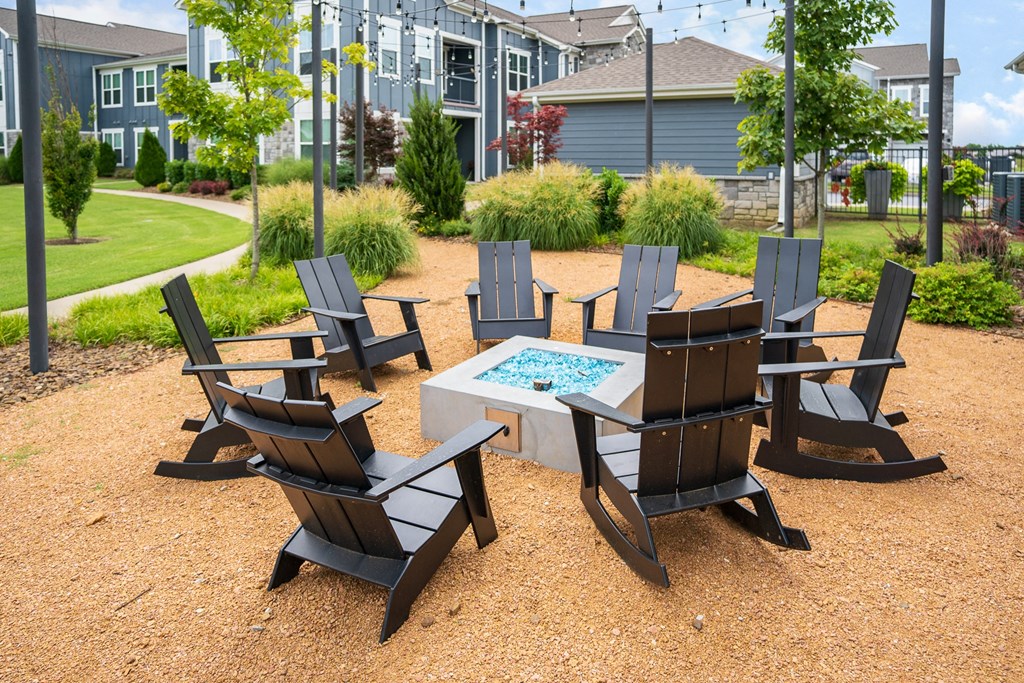 Outdoor Fire Pit Area with Adirondack Chairs