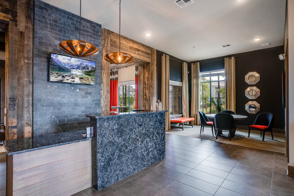 Clubhouse Lobby and Enclave with Table and Chairs