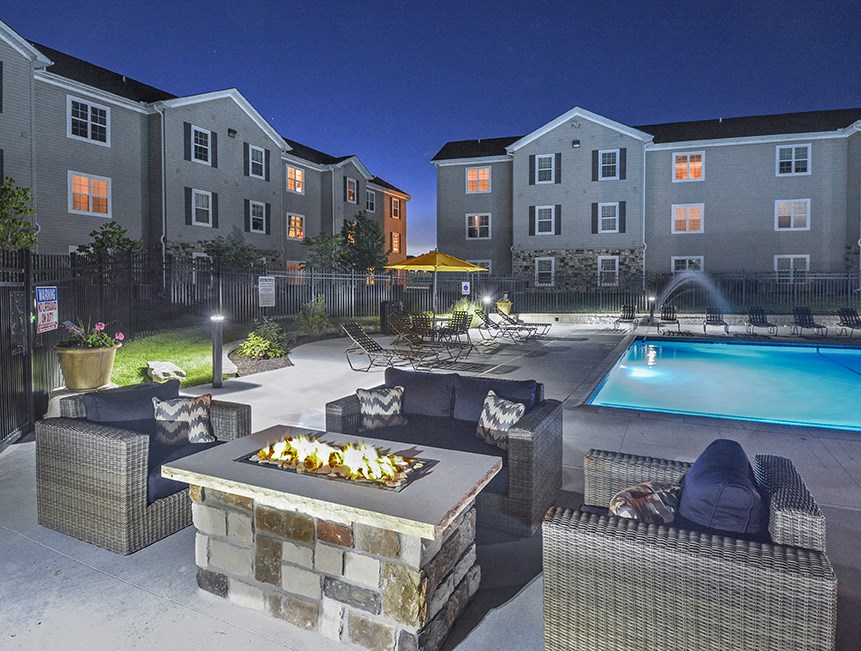 Fireplace and Seating on Sundeck