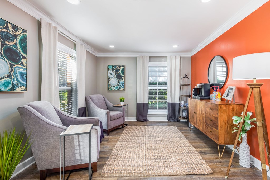 Clubhouse Seating Area and Coffee Bar