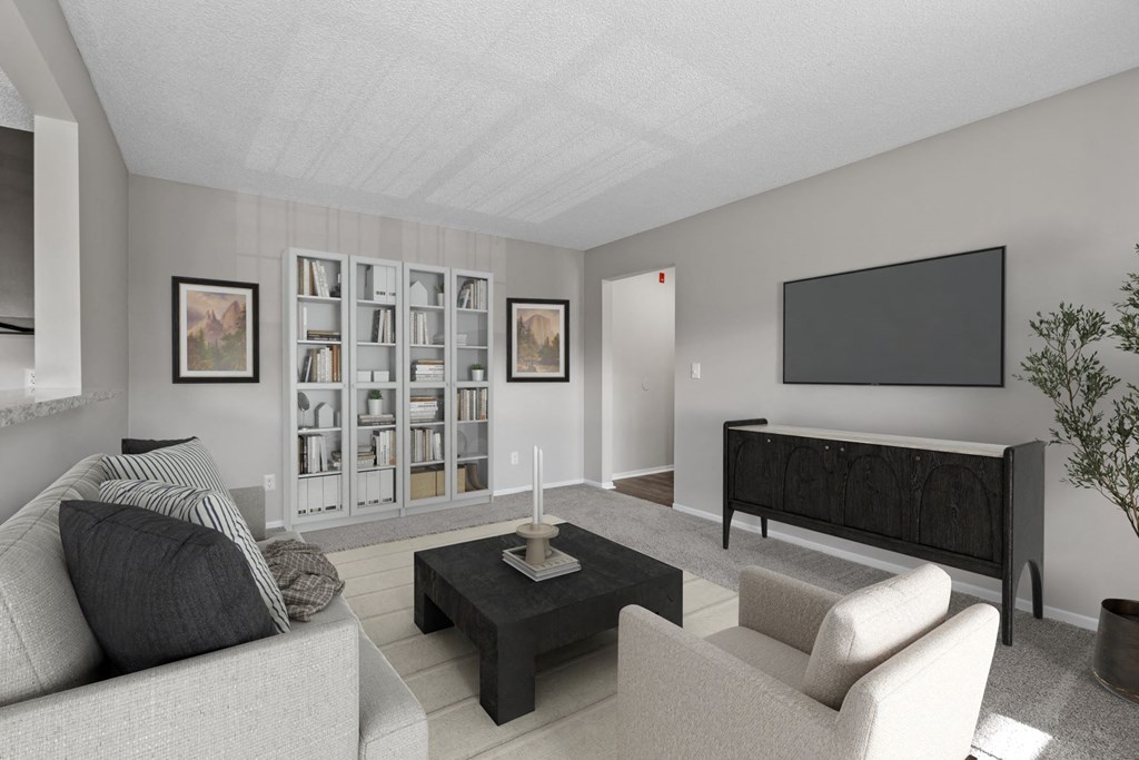 Living Room with Plush Carpeting