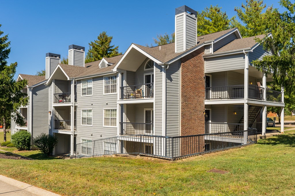 Spacious Exterior Balconies Overlooking the Grass Area