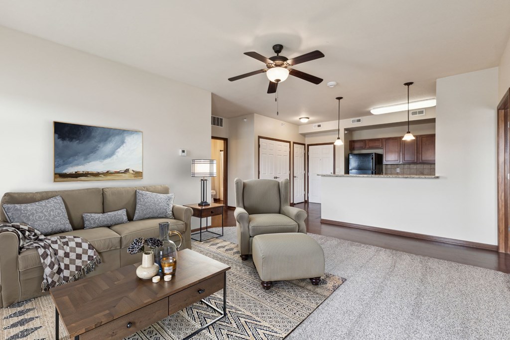 Spacious Living Area with Carpet