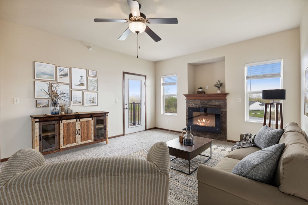 Living Room with Ceiling Fan