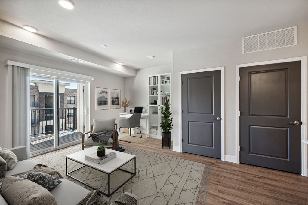 Spacious Living Area With Wood-Style Flooring