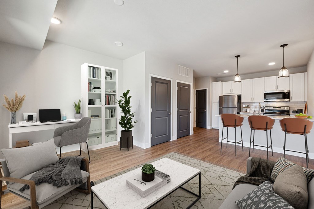 Spacious Living Area With Wood-Style Flooring