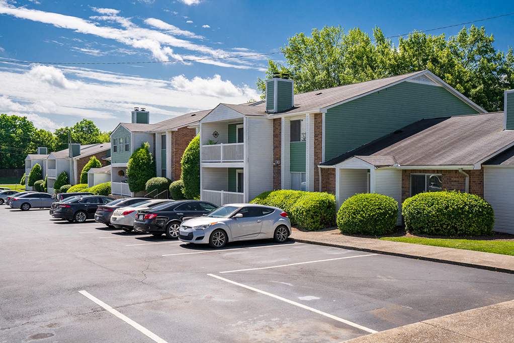 Parking Lot in Front of Rivergate Meadows Apartment Buildings