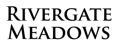 a logo for riverside meadows with a green background