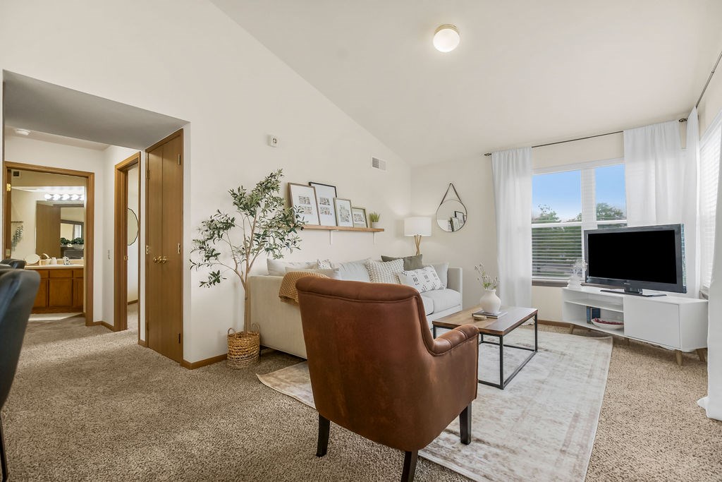 Spacious Living Area with Carpet