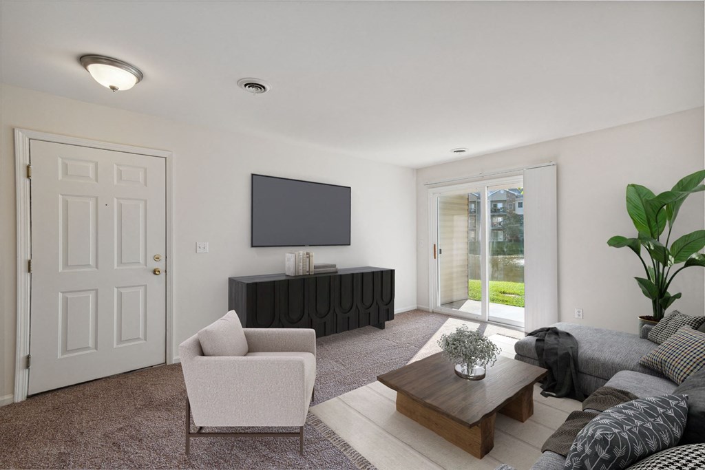 Spacious Living Area with Carpet