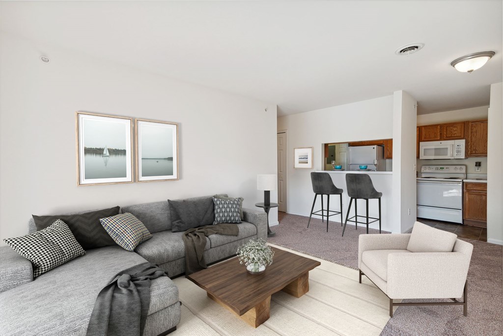 Spacious Living Area with Carpet