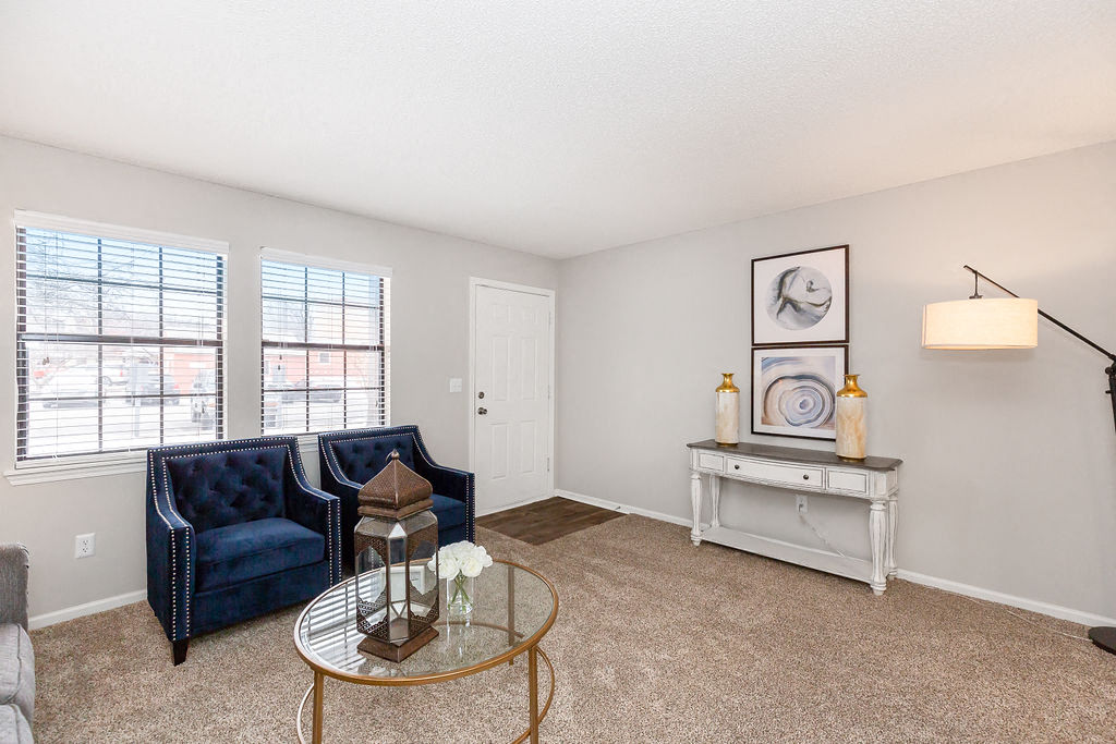 Plush Carpeting in the Living Room with Two Large Windows