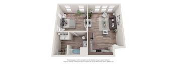 a 2 bedroom floor plan with a bathroom and a living room