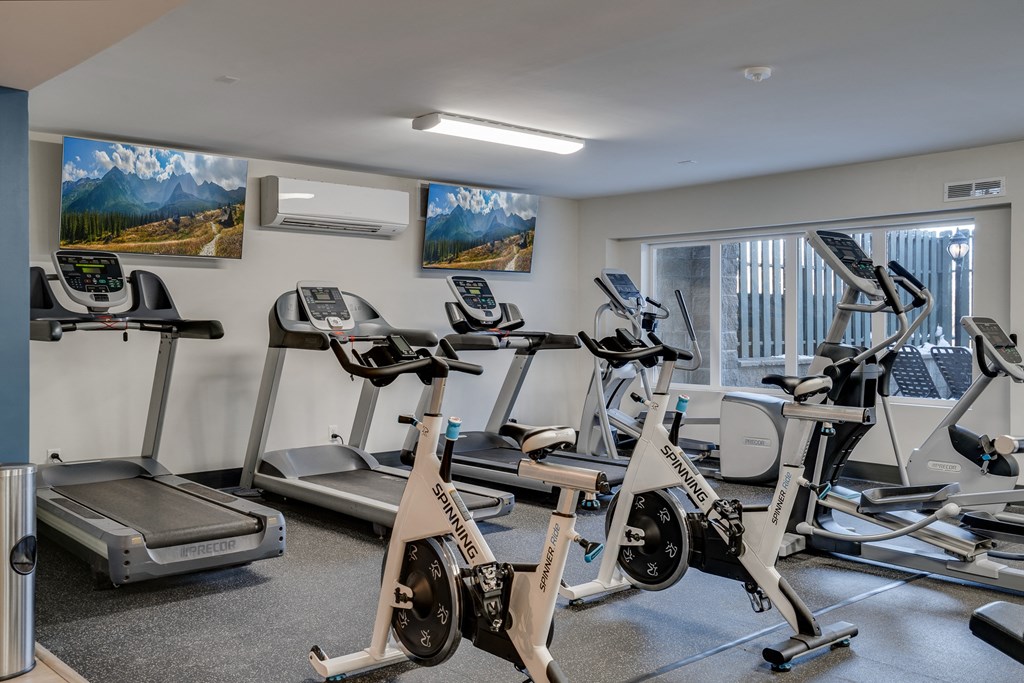 Cardio Equipment with Mounted Flat Screens